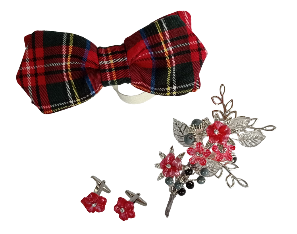 Conjunto Novio pajarita, prendido o boutonier y gemelos